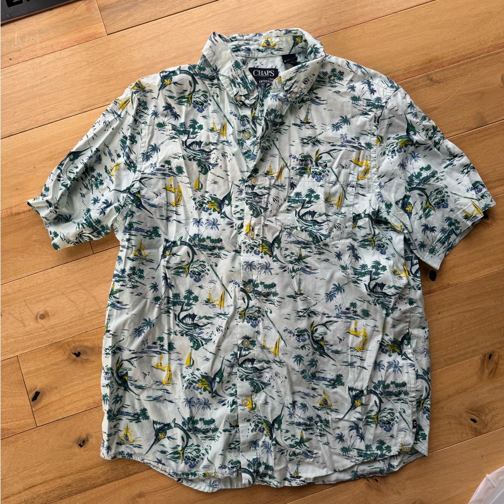 Chaps go untucked swordfish button down shirt sleeve‎ shirt size XL extra large